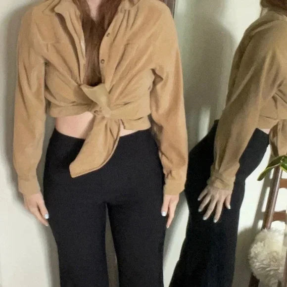 Vintage White Stag button down Shirt Jacket shacket Tan with Stretch - Picture 9 of 9